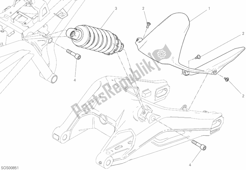 All parts for the Sospensione Posteriore of the Ducati Monster 797 Thailand 2019